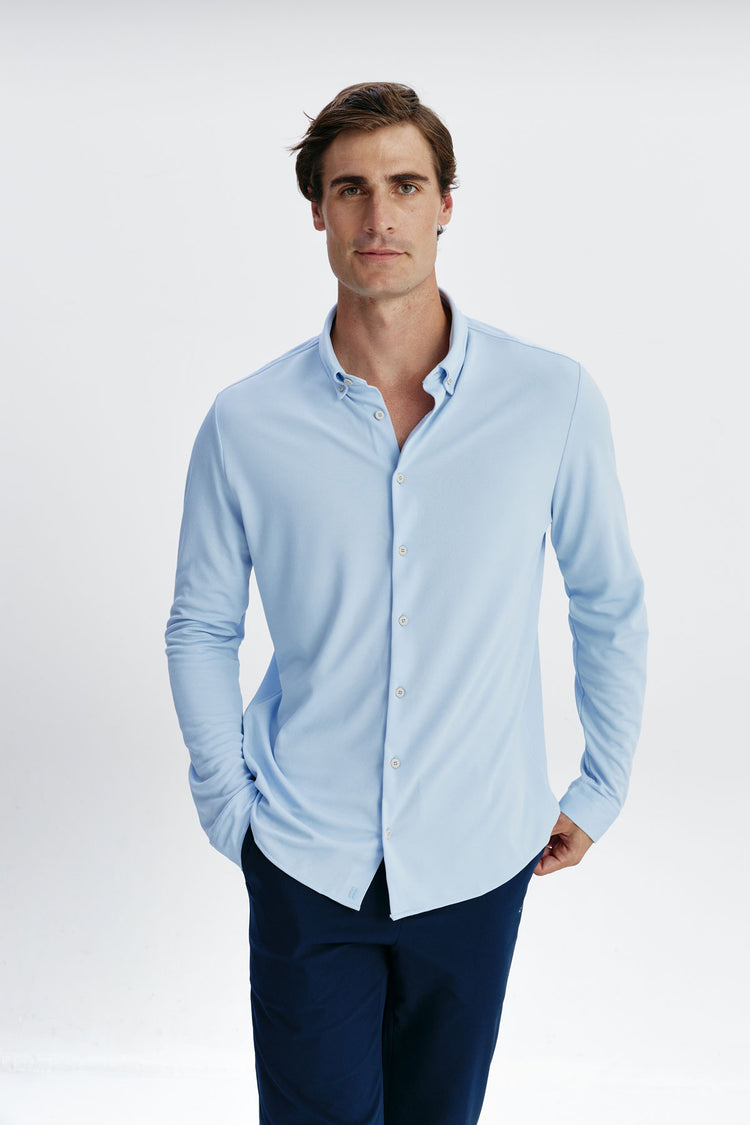 sepiia Camisa casual hombre celeste regular