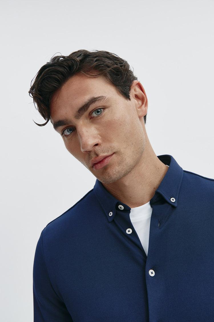 sepiia Camisa casual hombre azul zafiro regular Descuento