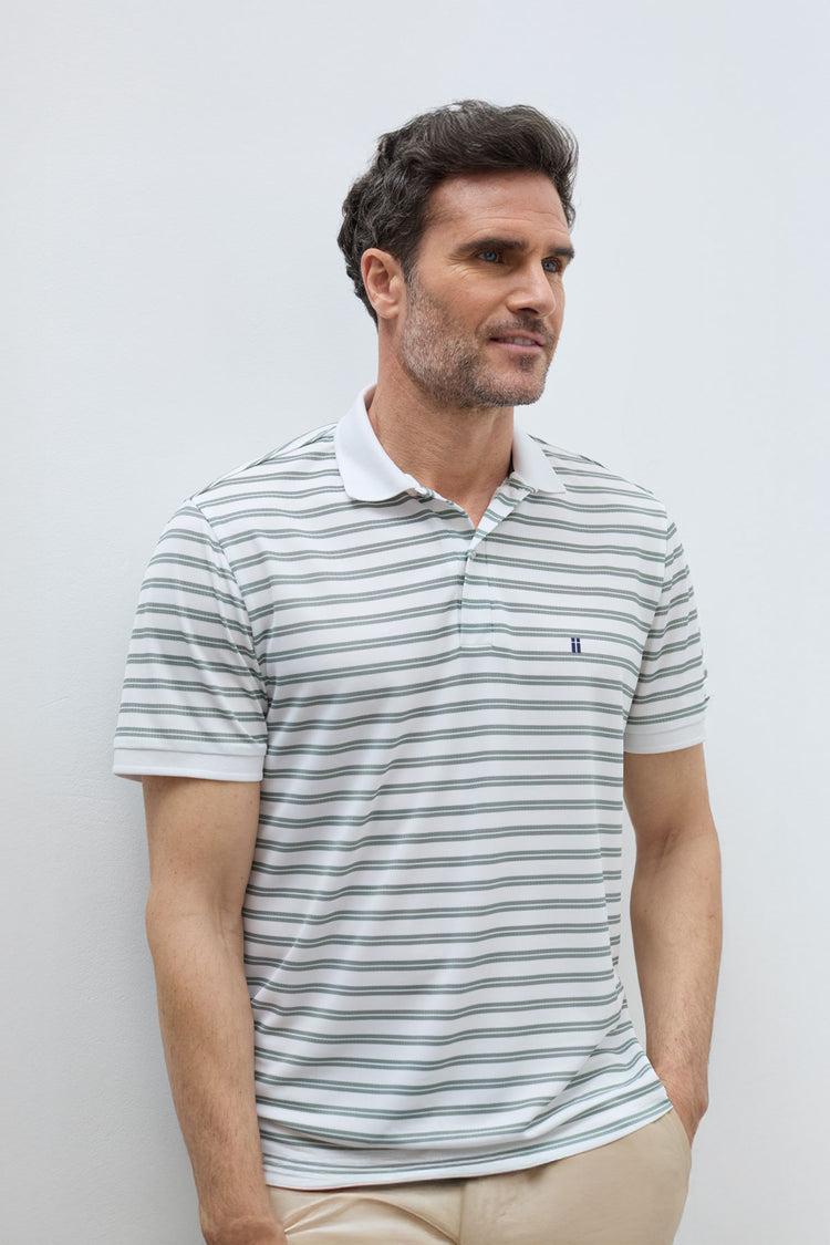 sepiia Polo manga corta hombre rayas verdes