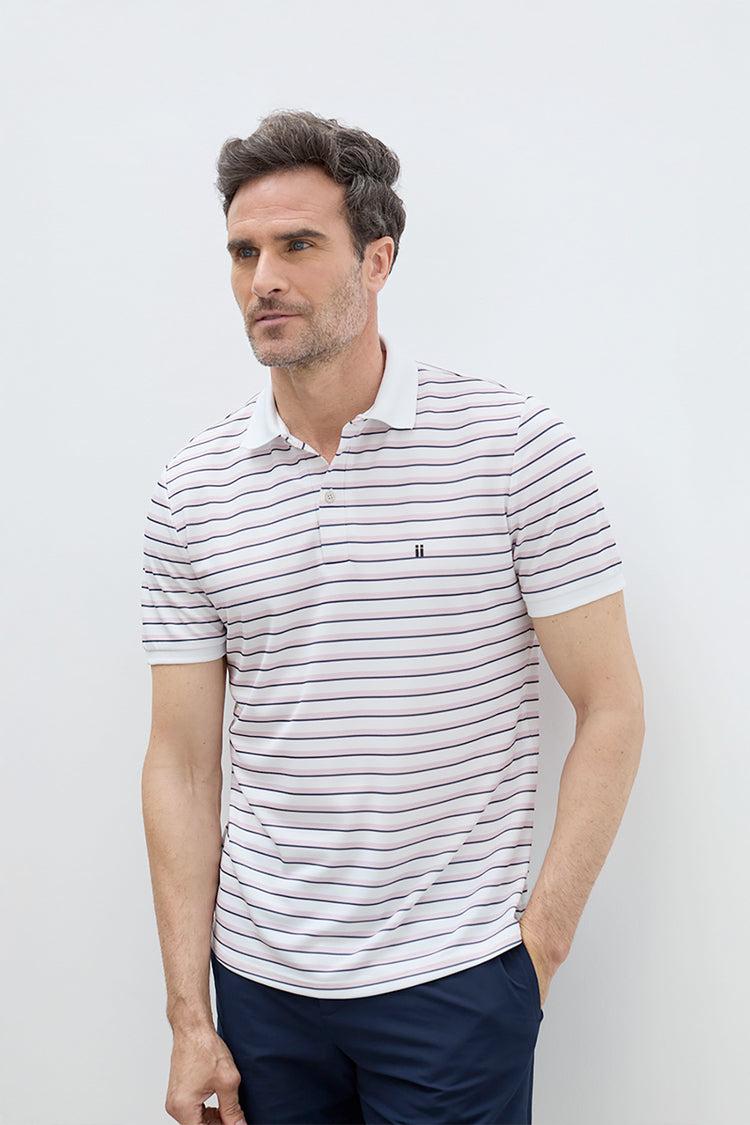 sepiia Polo manga corta hombre rayas rosa