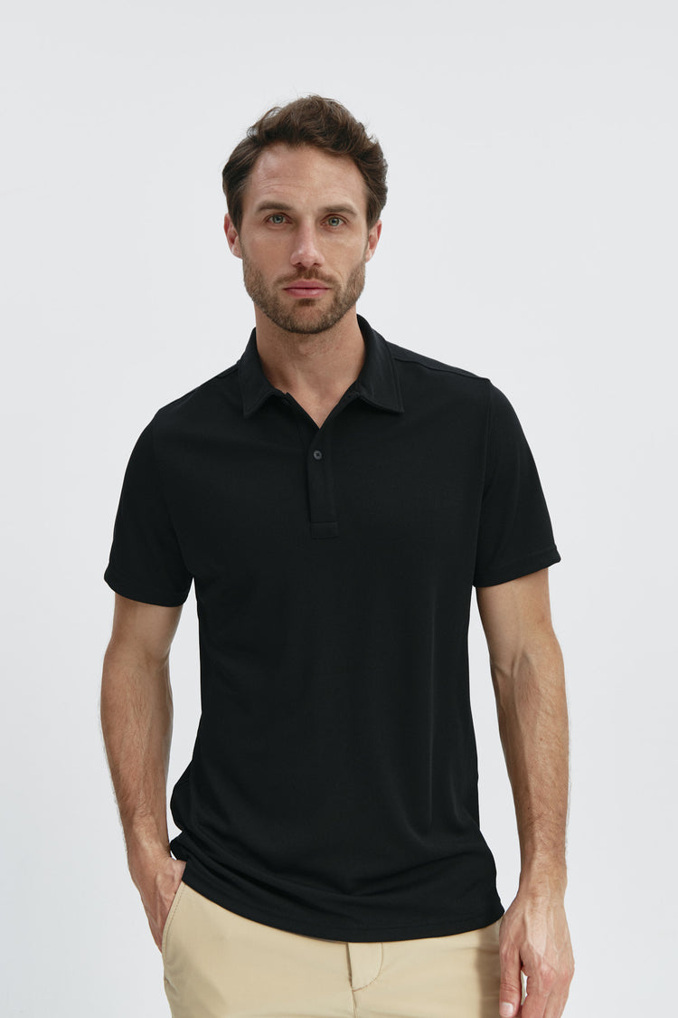 sepiia Polo hombre manga corta negro Promoción trimestral