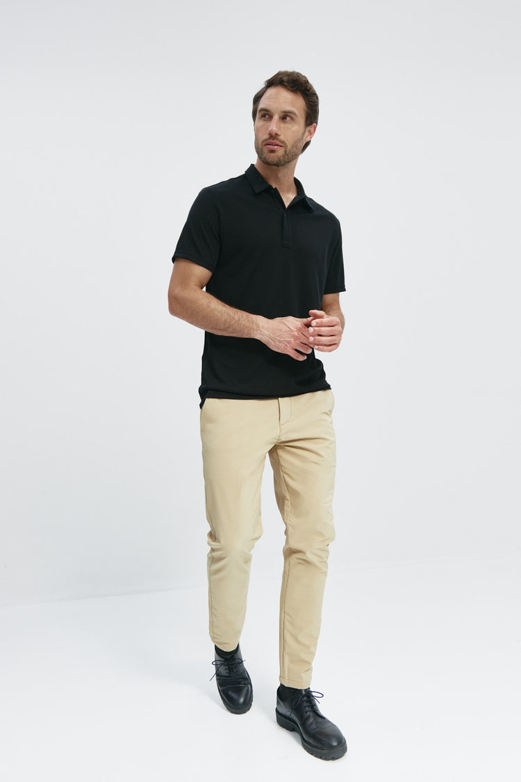 sepiia Polo hombre manga corta negro Promoción trimestral