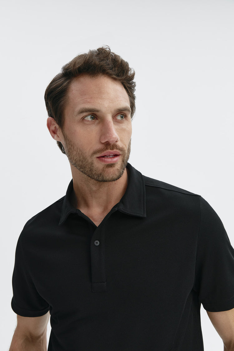 sepiia Polo hombre manga corta negro Promoción trimestral