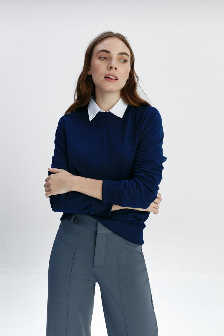 sepiia Sudadera Unisex Pique Azul Marino Ahorra y exporta