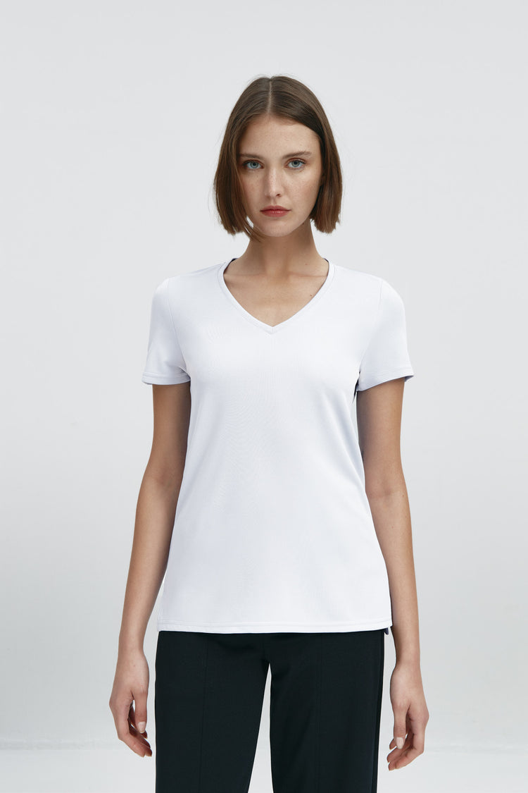 sepiia Camiseta mujer escote pico blanca Rebajas