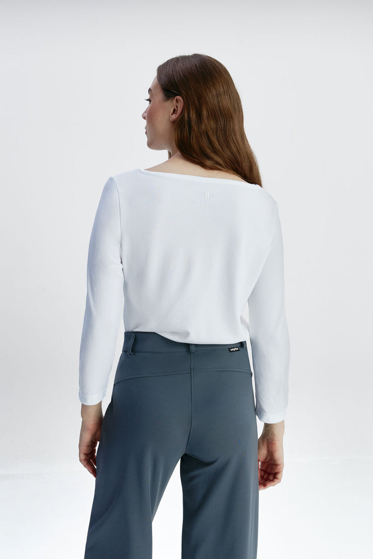 sepiia Camiseta mujer cuello barco blanco Los más vendidos
