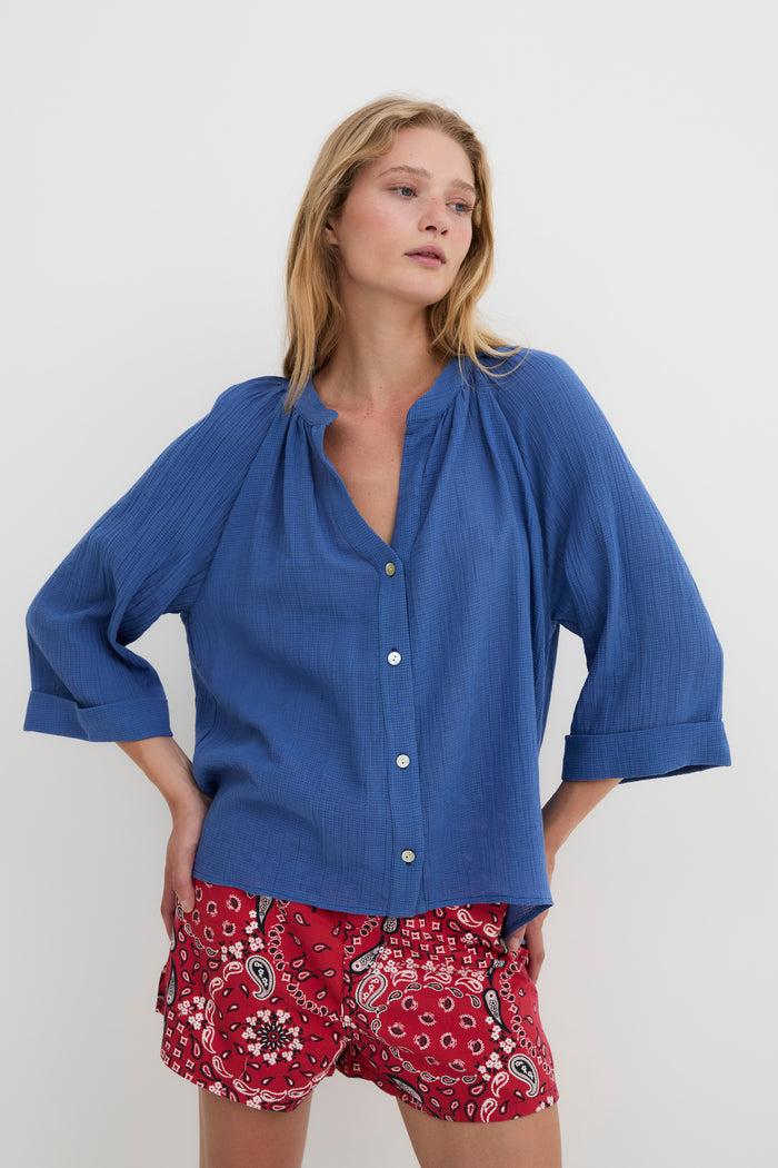 sophie and lucie BLUSA MOLLI ARRUGUILLA AZUL Liquidación