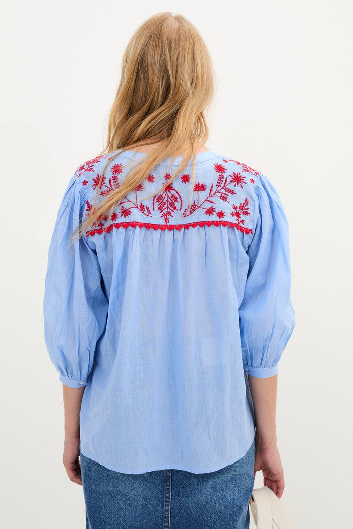 sophie and lucie BLUSA MUMBAI POPELIN AZUL Tienda de fábrica