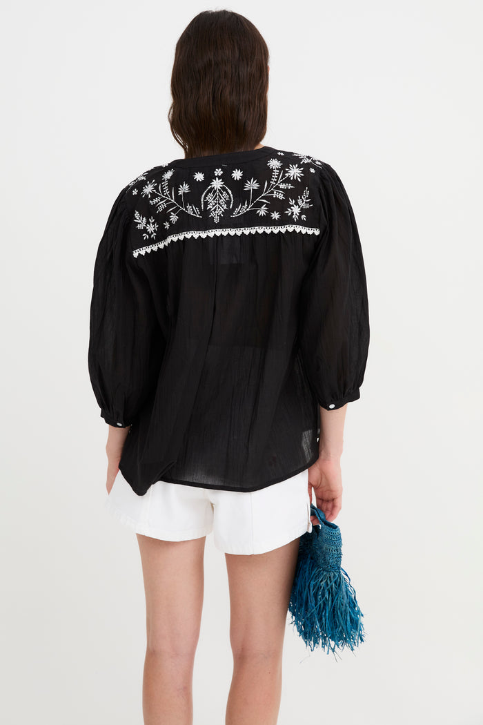 sophie and lucie BLUSA MUMBAI POPELIN NEGRO Descuentos del mes