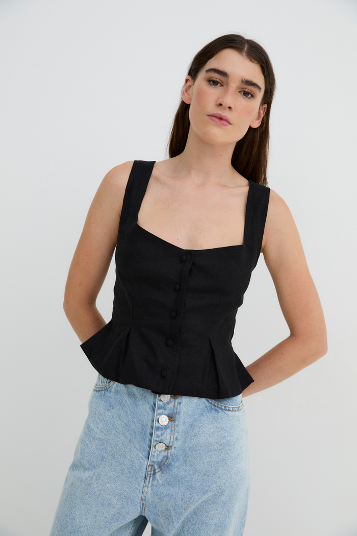 sophie and lucie TOP BORA HILO NEGRO Descuento