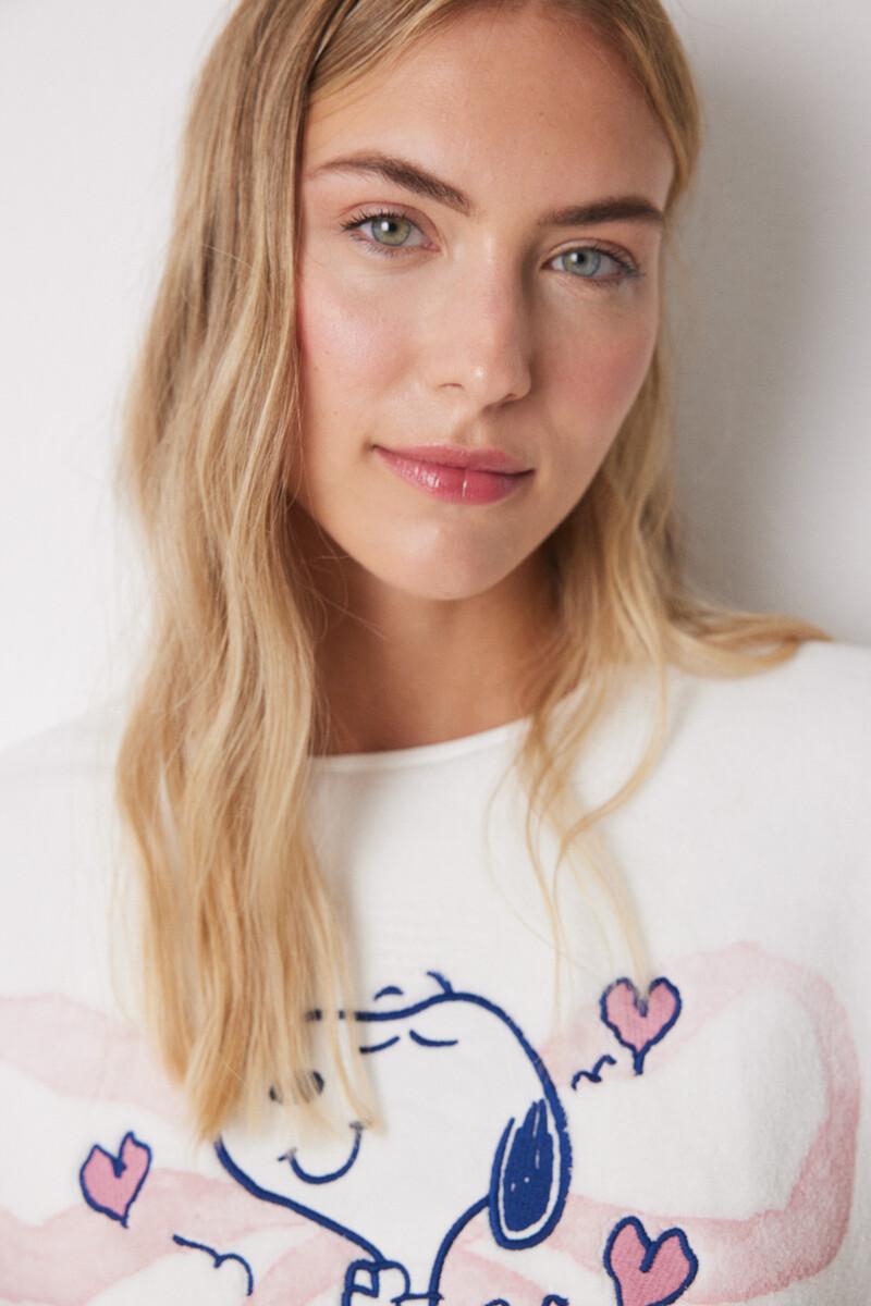﻿women'secret Pijama largo polar suave Snoopy lazos Precio ultrabajo