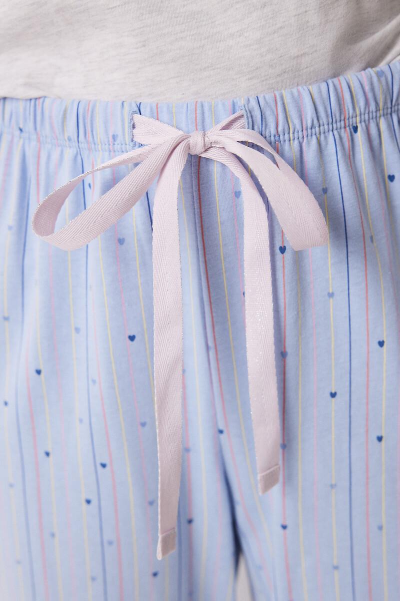 women'secret Pijama largo 100% algodón azul corazones Ofertas