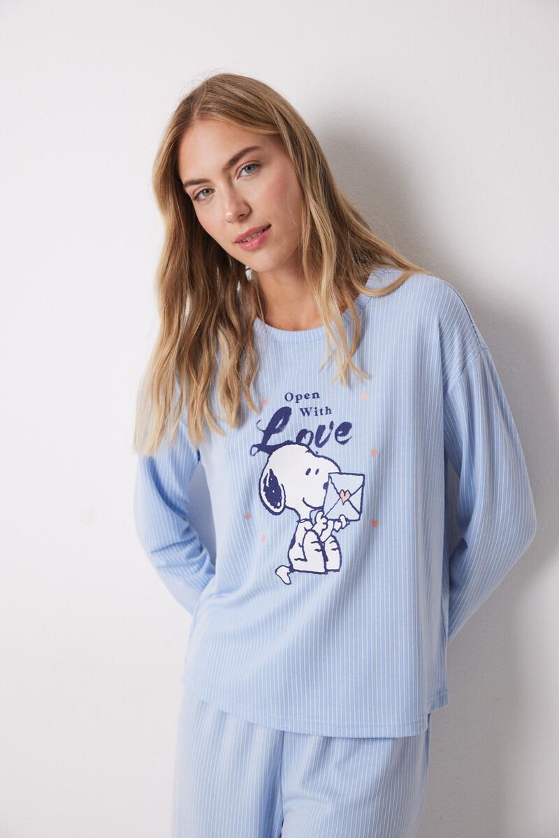 women'secret Pijama largo textura acanalada Snoopy Venta caliente
