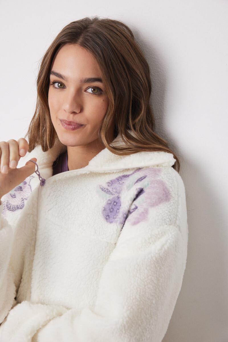 women'secret Bata corta borreguito blanco flores Gran oferta