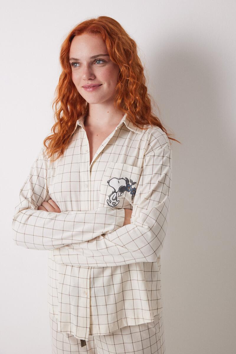 women'secret Pijama camisero largo 100% algodón cuadros Descuento