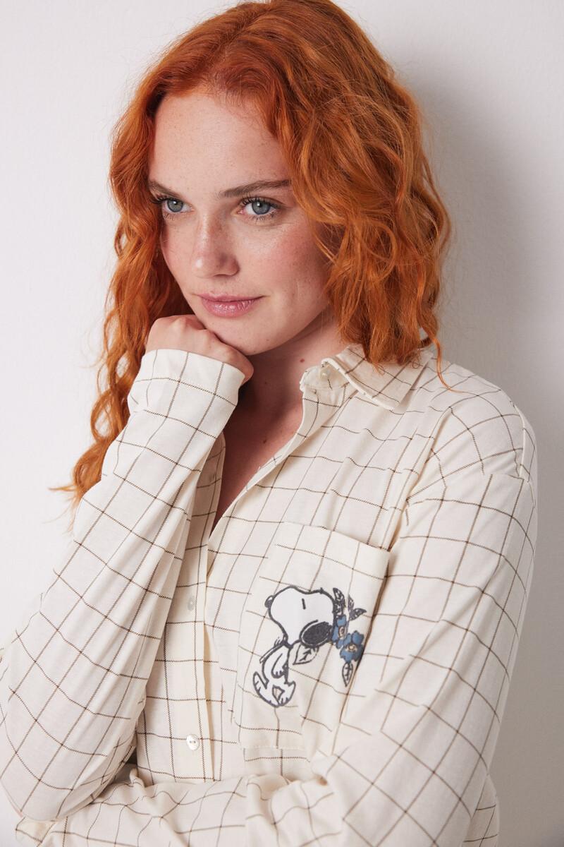 women'secret Pijama camisero largo 100% algodón cuadros Descuento