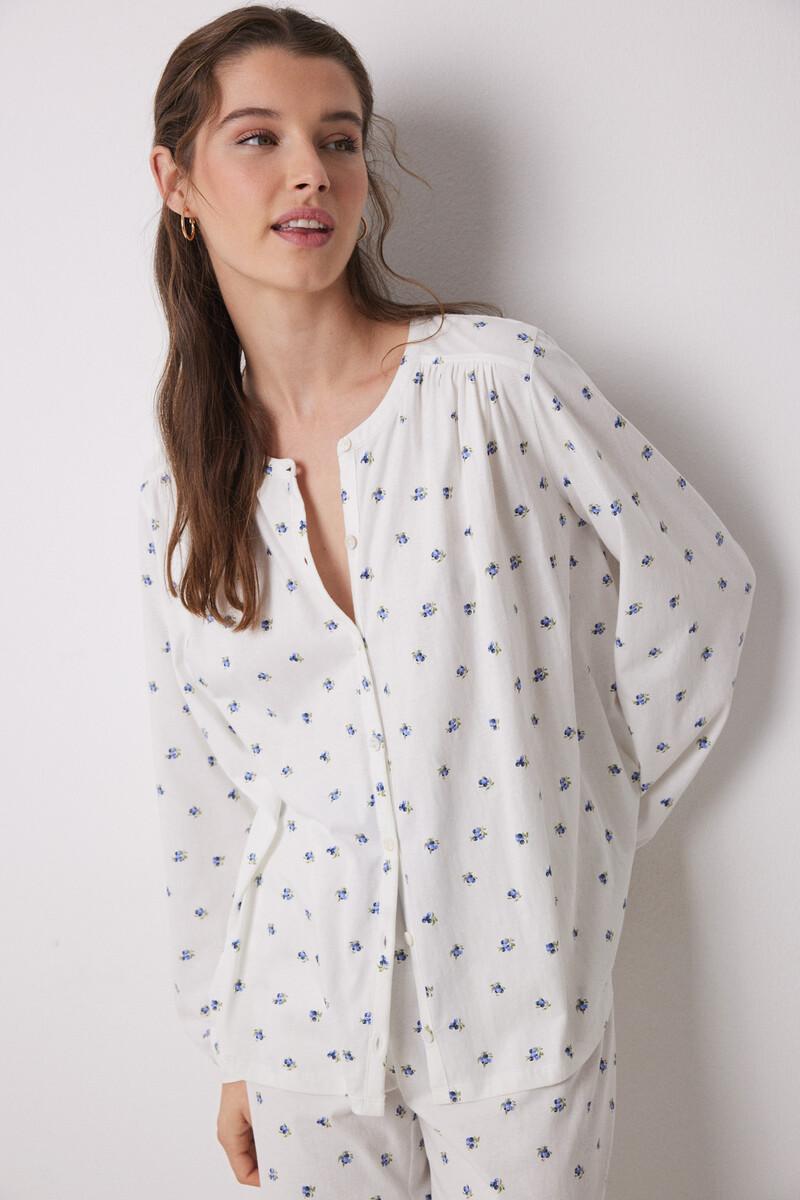 women'secret Pijama largo 100% algodón blanco flores Tienda