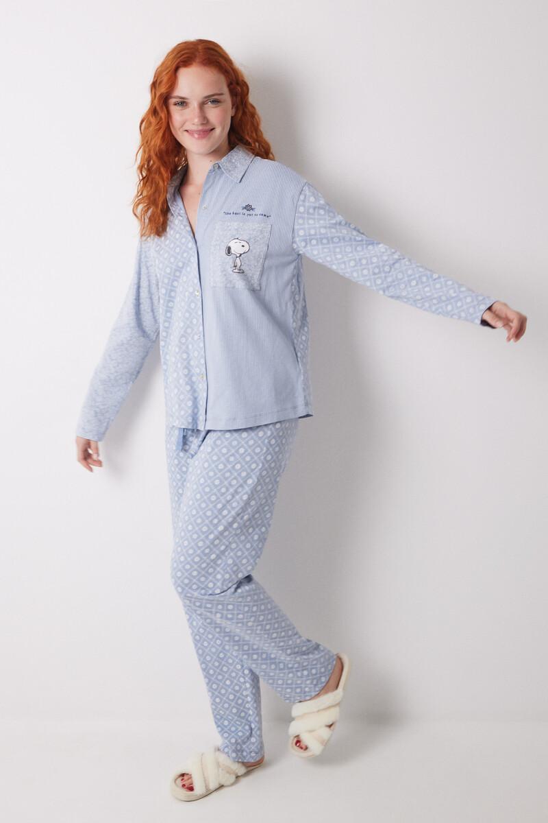 women'secret Pijama camisero largo 100% algodón rayas y flores Liquidación
