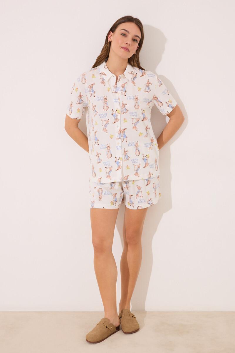 women'secret Pijama camisero corto 100% algodón "Peter Rabbit" Último día