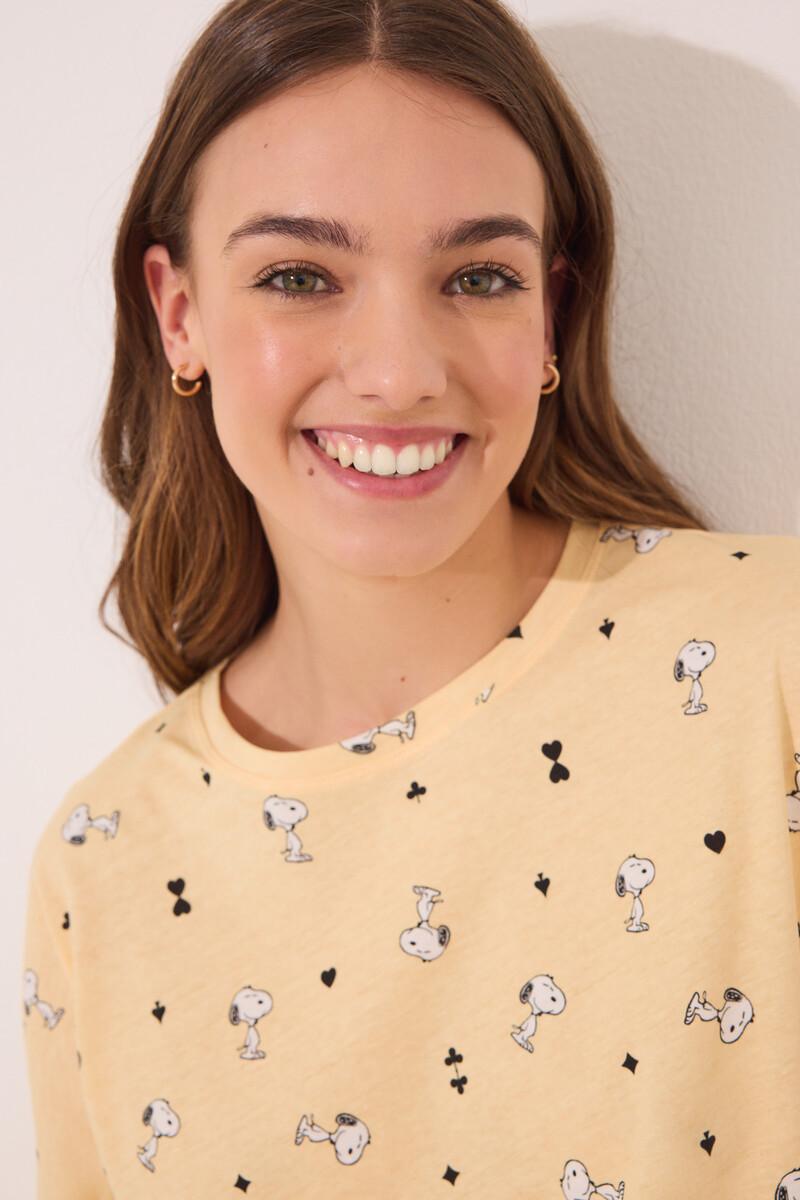 women'secret Pijama largo algodón Snoopy amarillo Precio de fábrica