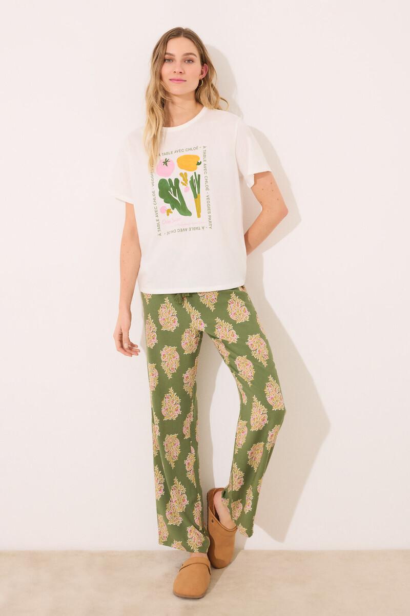 women'secret Pantalón largo lounge viscosa flores Promoción por tiempo limitado