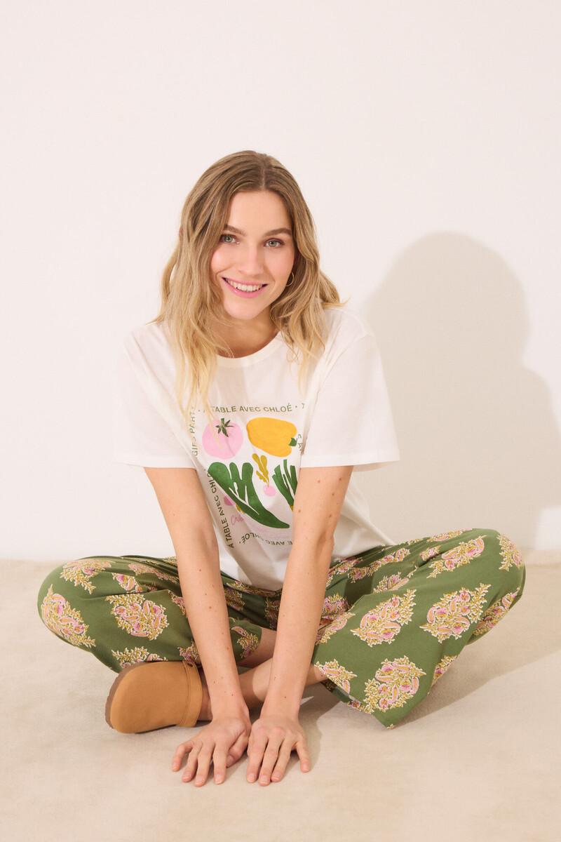 women'secret Pantalón largo lounge viscosa flores Promoción por tiempo limitado