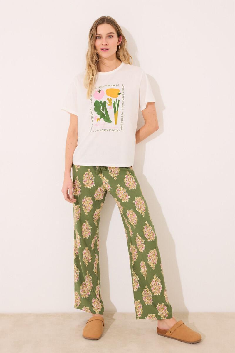 women'secret Pantalón largo lounge viscosa flores Promoción por tiempo limitado
