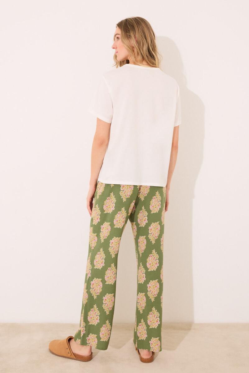 women'secret Pantalón largo lounge viscosa flores Promoción por tiempo limitado