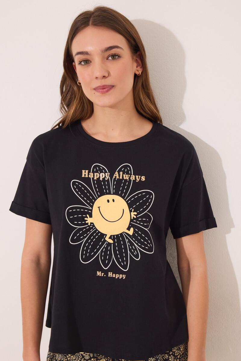 women'secret Pijama corto algodón Smiley negro Solo queda un día