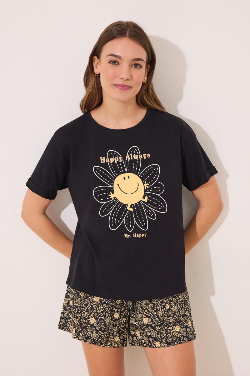 women'secret Pijama corto algodón Smiley negro Solo queda un día