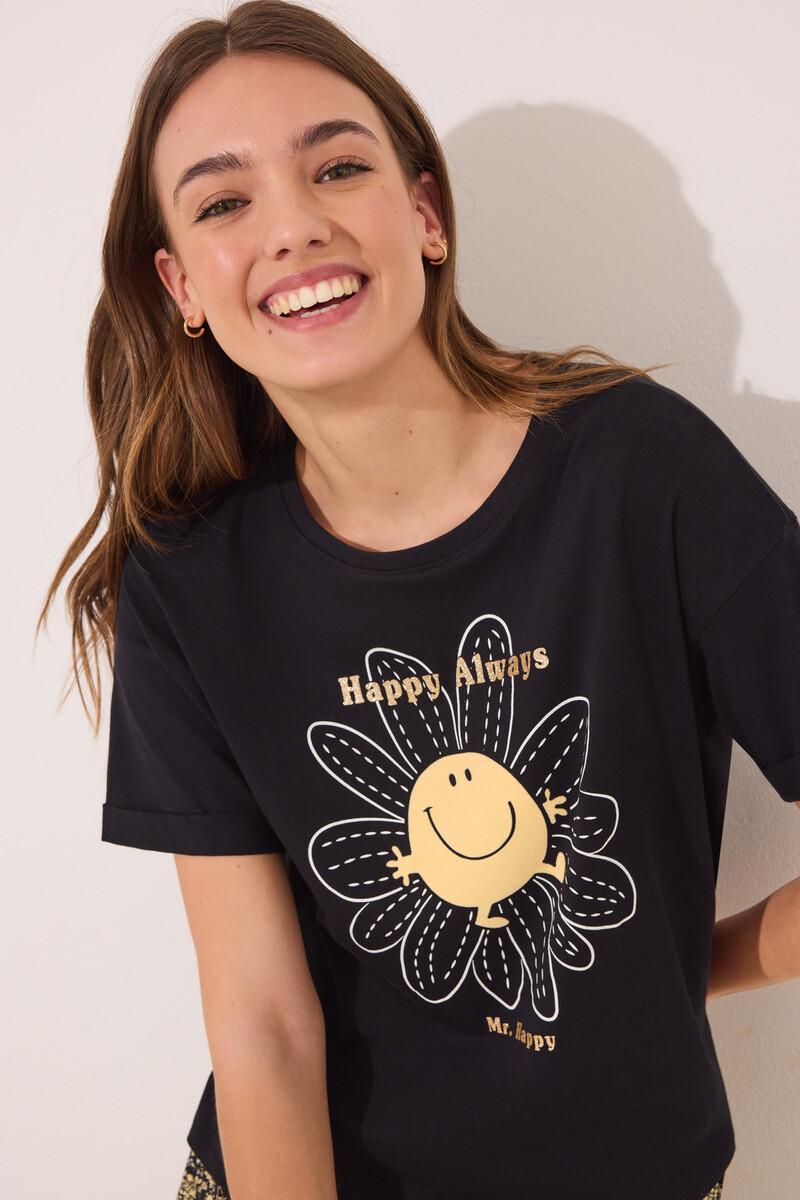 women'secret Pijama corto algodón Smiley negro Solo queda un día