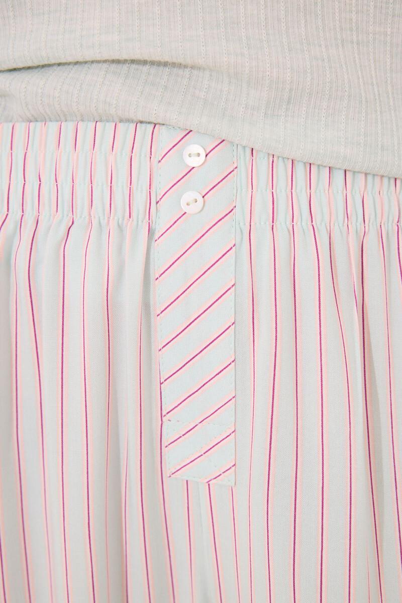 women'secret Pijama largo viscosa canalé verde rayas Superdescuento
