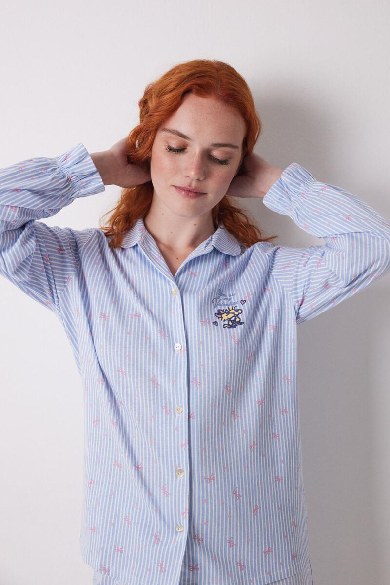 women'secret Pijama camisero largo 100% algodón azul rayas Grandes descuentos