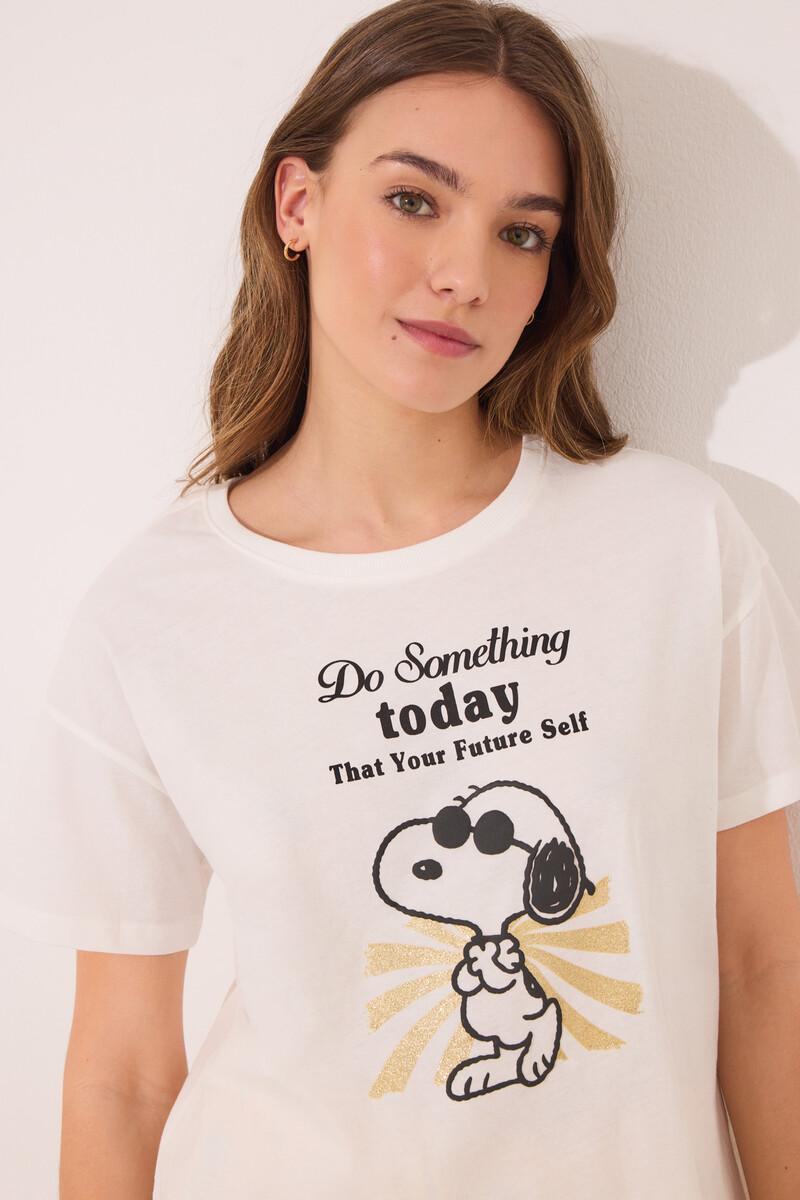 women'secret Pijama corto algodón Snoopy marfil Tienda de fábrica