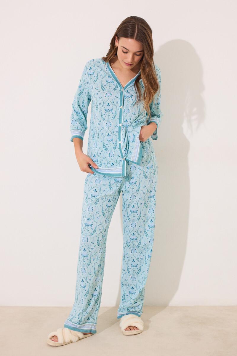 women'secret Pijama 100% algodón verde estampado flores Precios de Black Friday