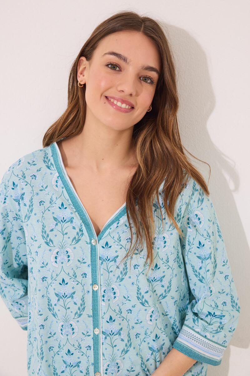 women'secret Pijama 100% algodón verde estampado flores Precios de Black Friday
