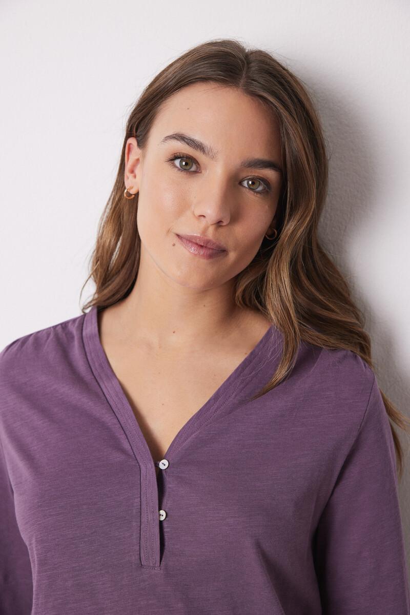 women'secret Camiseta manga larga 100% algodón morado 2025