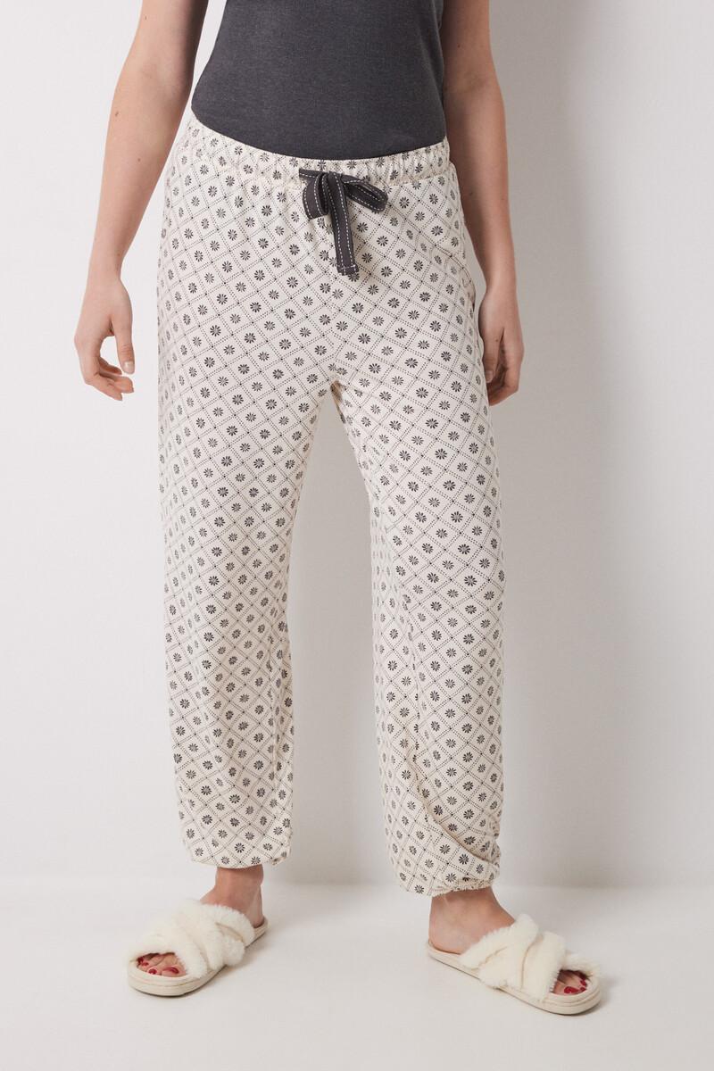 women'secret Pantalón largo carrot estampado cuadros y flores Ofertas