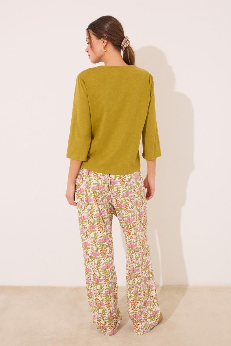 women'secret Pantalón largo lounge 100% algodón flores Ventas relámpago
