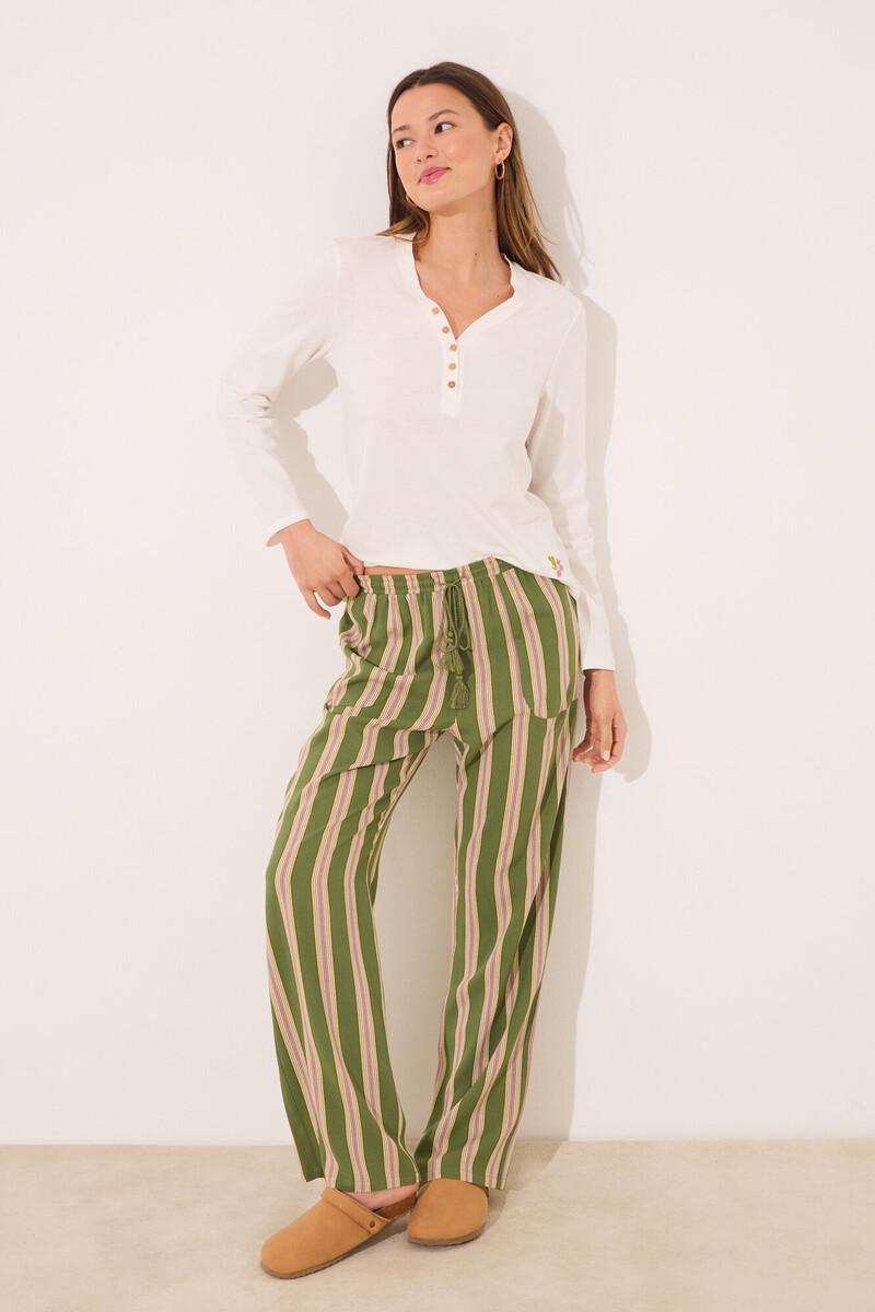 women'secret Pantalón largo lounge viscosa rayas Liquidación