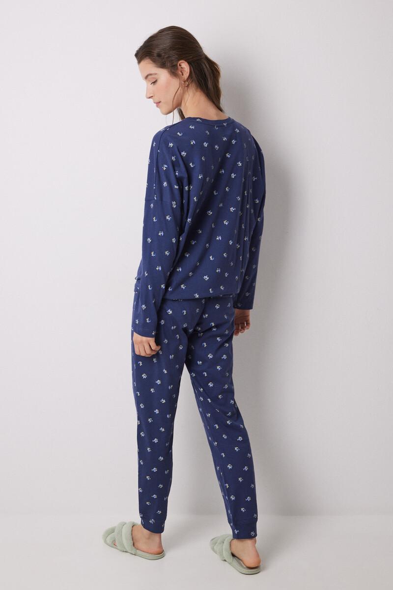 women'secret Pijama largo 100% algodón azul flores Rebajas online