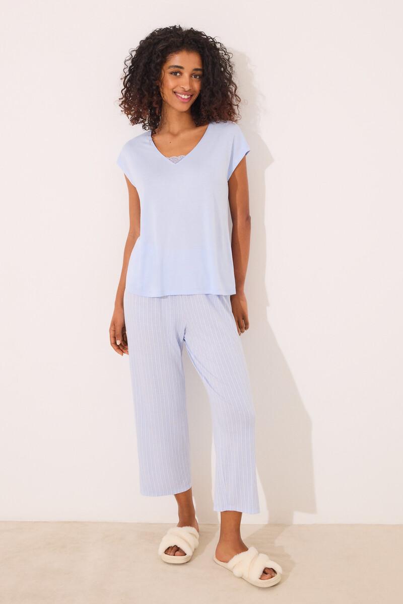 women'secret Pijama Capri viscosa azul rayas ÚLTIMAS EDICIONES