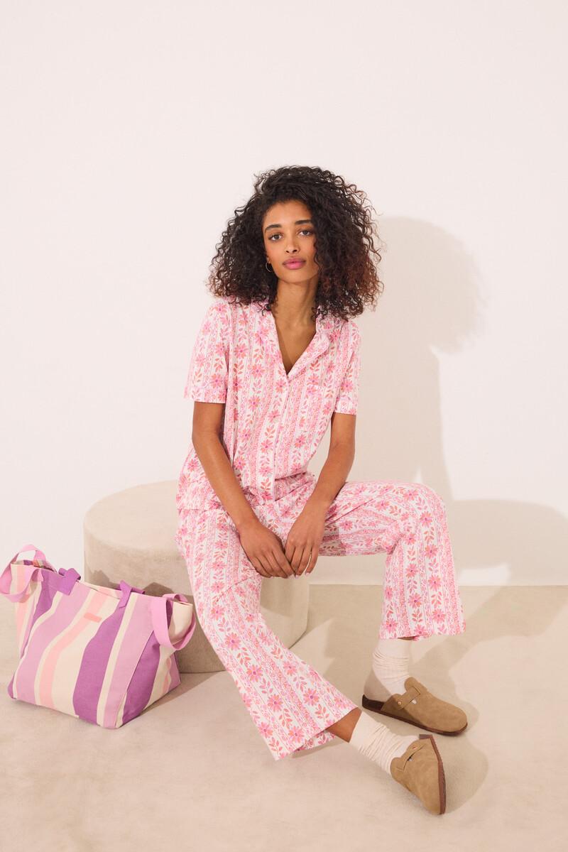 women'secret Pijama camisero Capri 100% algodón flores Último día