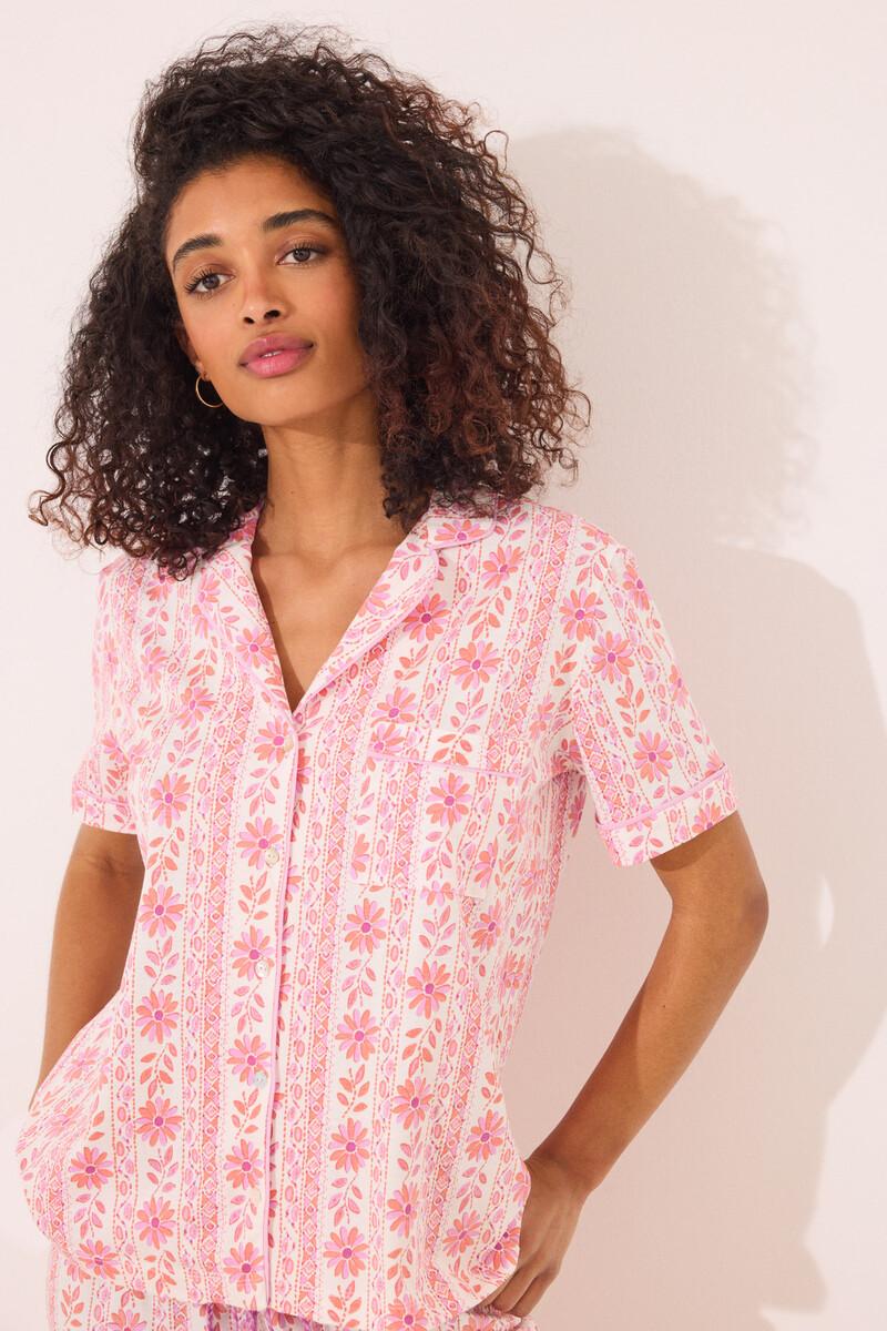 women'secret Pijama camisero Capri 100% algodón flores Último día