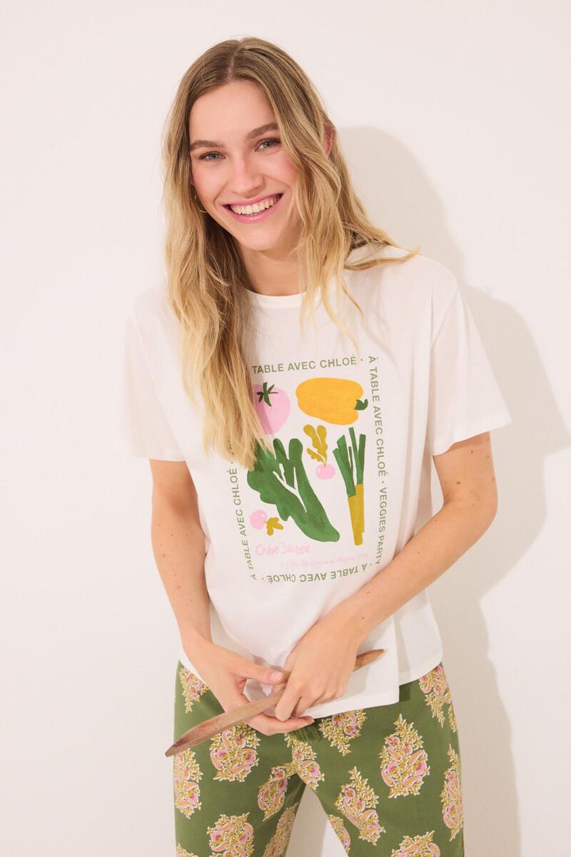 women'secret Camiseta manga corta 100% algodón "verduras" Precio de fábrica