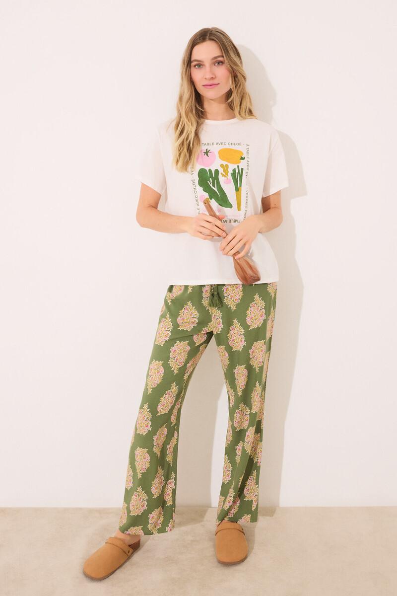 women'secret Camiseta manga corta 100% algodón "verduras" Precio de fábrica