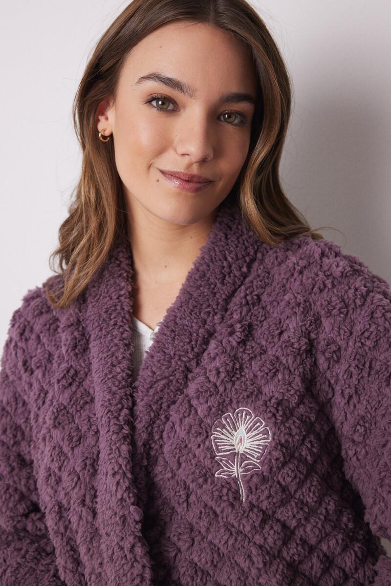 women'secret Bata corta borreguito acolchado morado Promoción por tiempo limitado