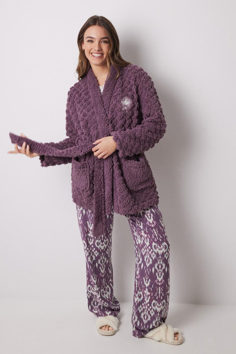 women'secret Bata corta borreguito acolchado morado Promoción por tiempo limitado