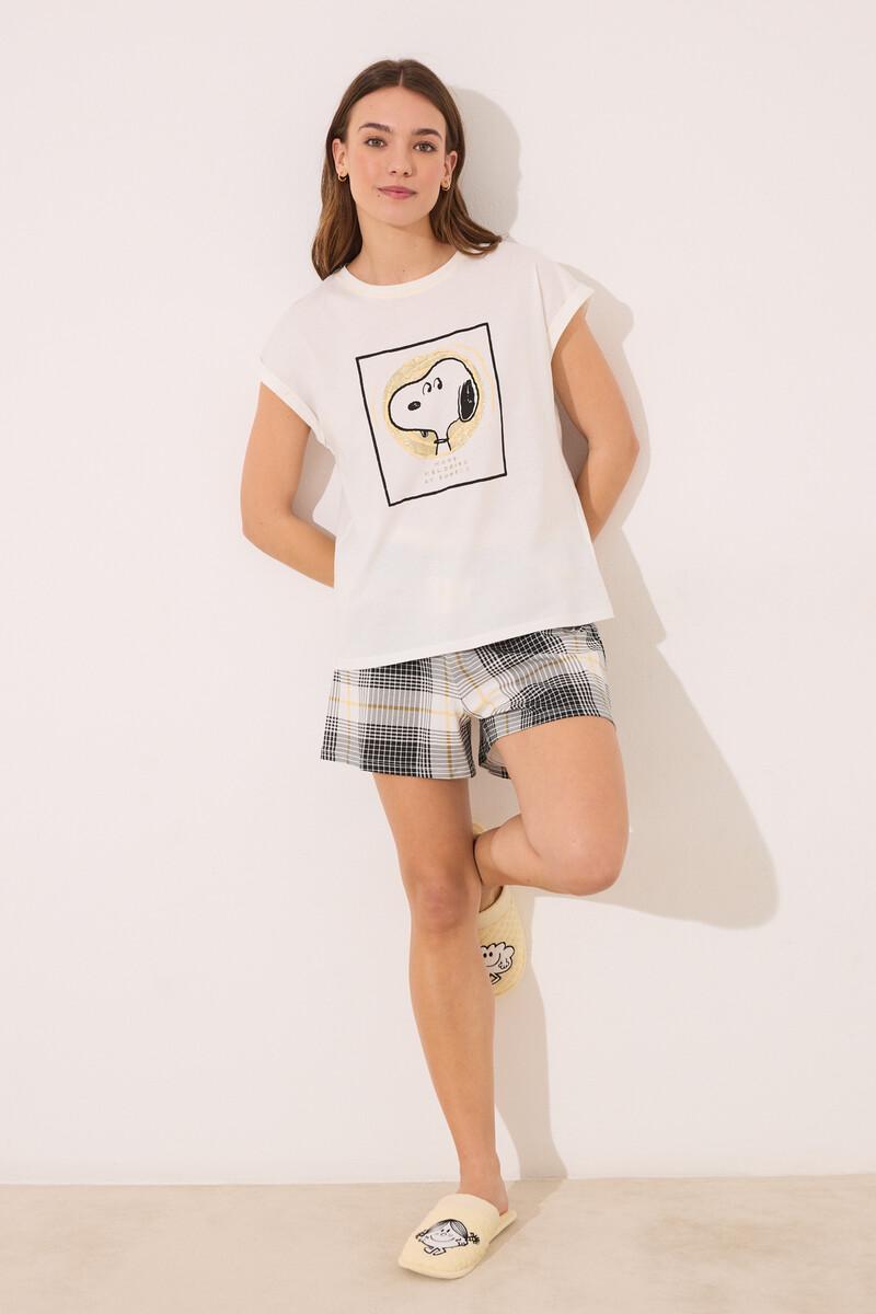 women'secret Pijama corto algodón Snoopy cuadros Promoción trimestral