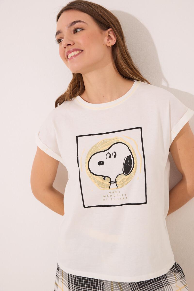 women'secret Pijama corto algodón Snoopy cuadros Promoción trimestral
